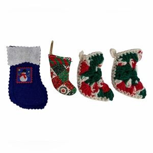 Set of 4 Handmade Candy Cane Christmas Stocking Holders